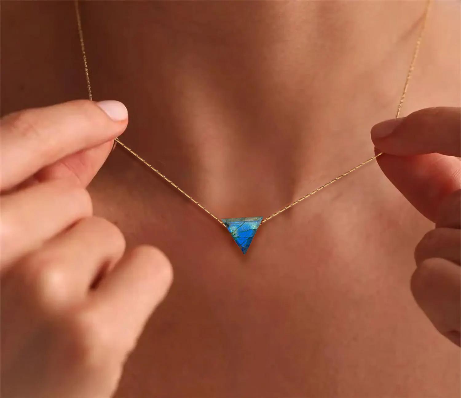 Labradorite Triangular Pendant Necklace