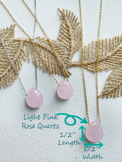 Rose  Quartz Teardrop Minimalist Necklace