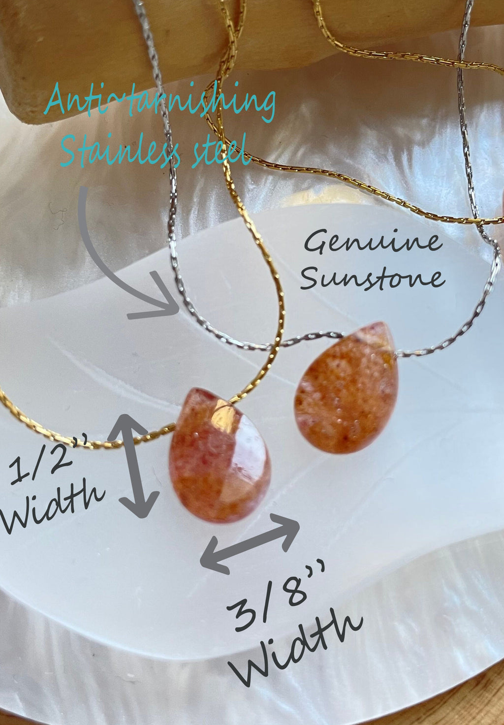 Sunstone Teardrop Necklace