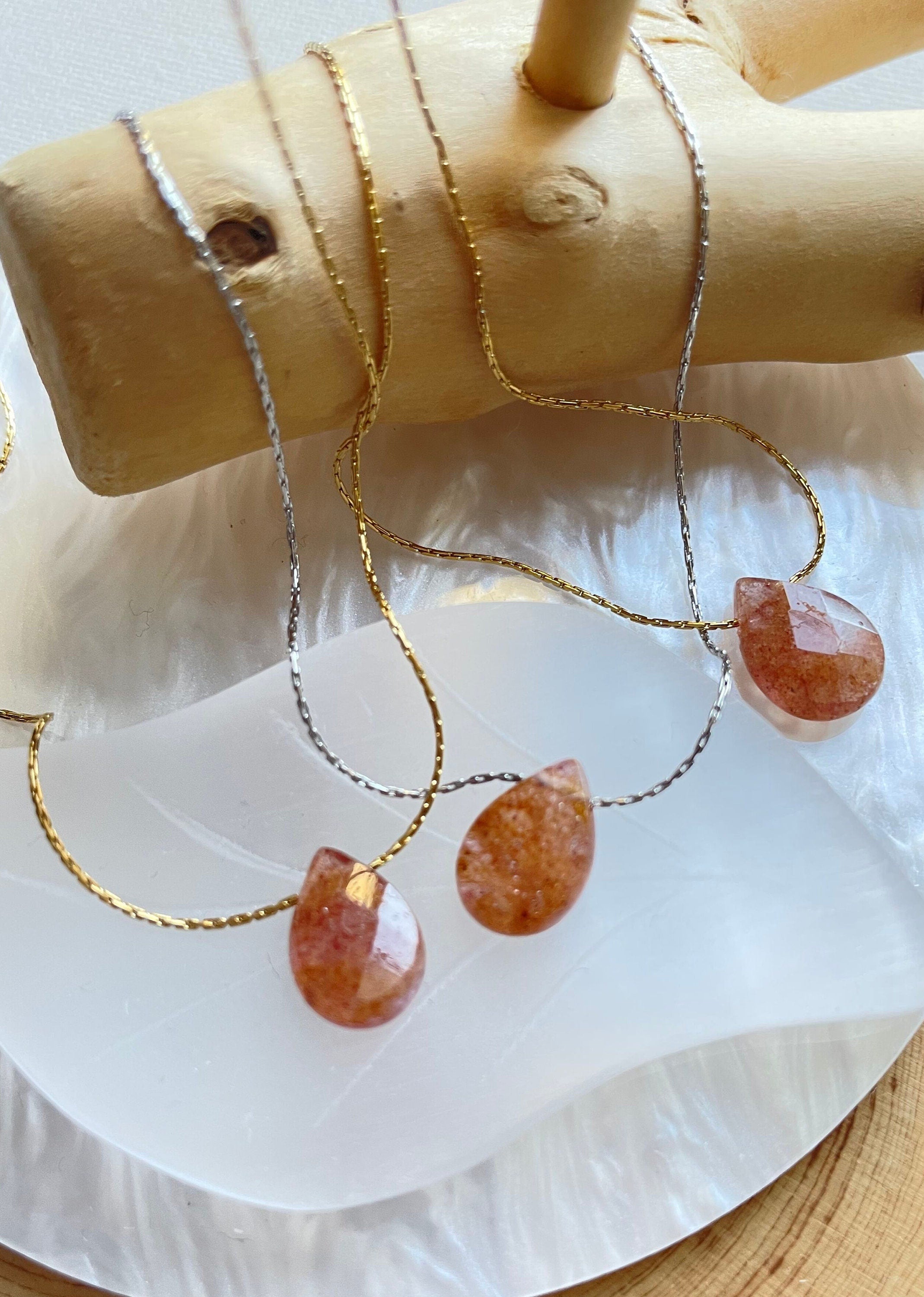 Sunstone Teardrop Necklace