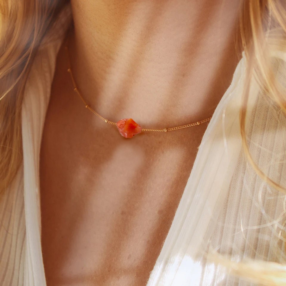 Carnelian Raw Stone Necklace