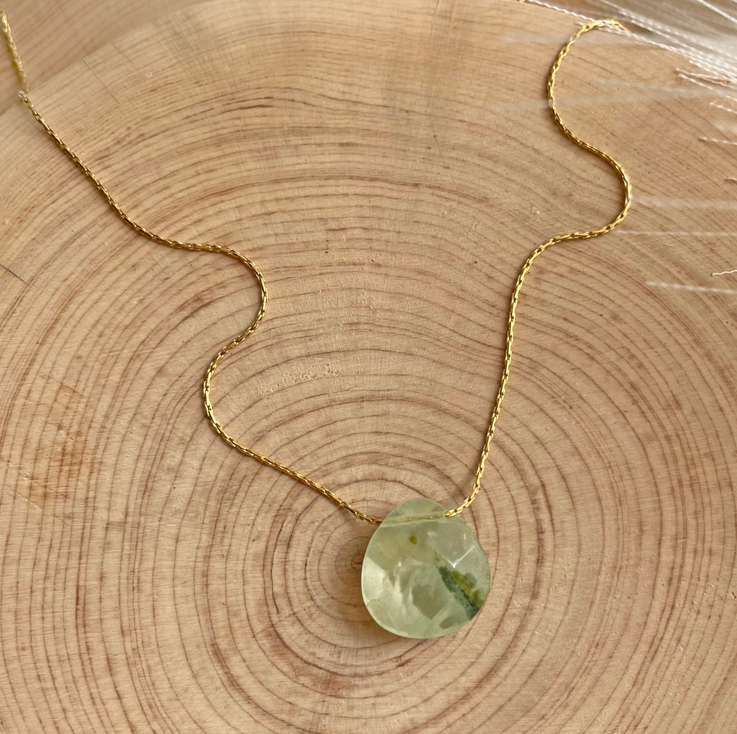 Prehnite Crystal Teardrop Necklace