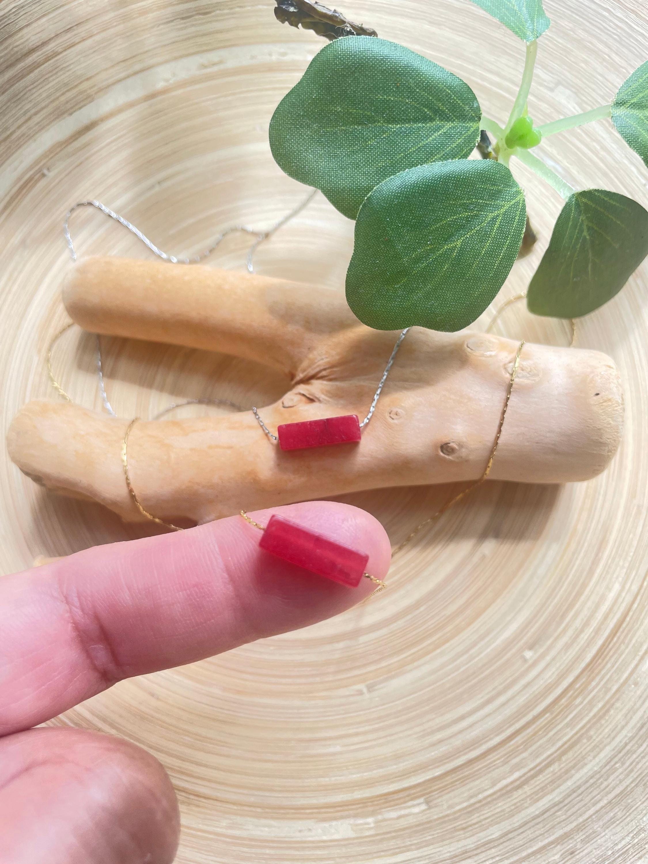 Ruby Minimalist Necklace, July Birthstone Necklace, Floating Ruby Stone necklace,  Birthday Gift for Her, Ruby Jewelry