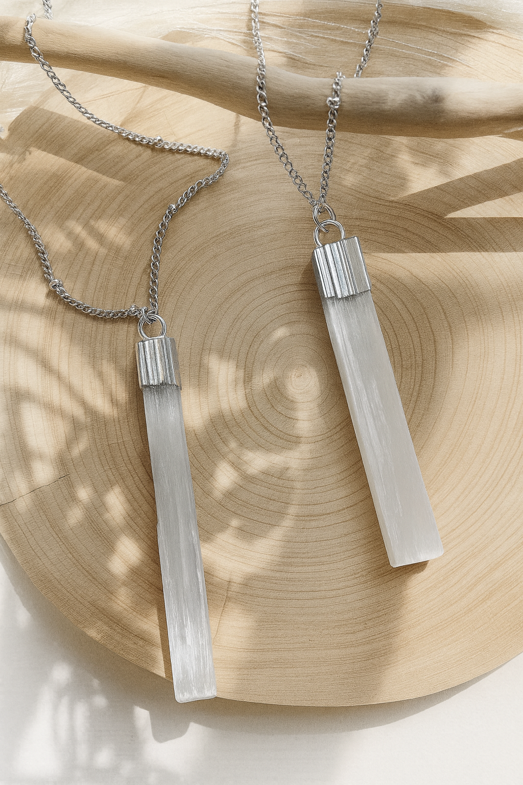 Selenite Bar Necklace ~ Gold or Silver