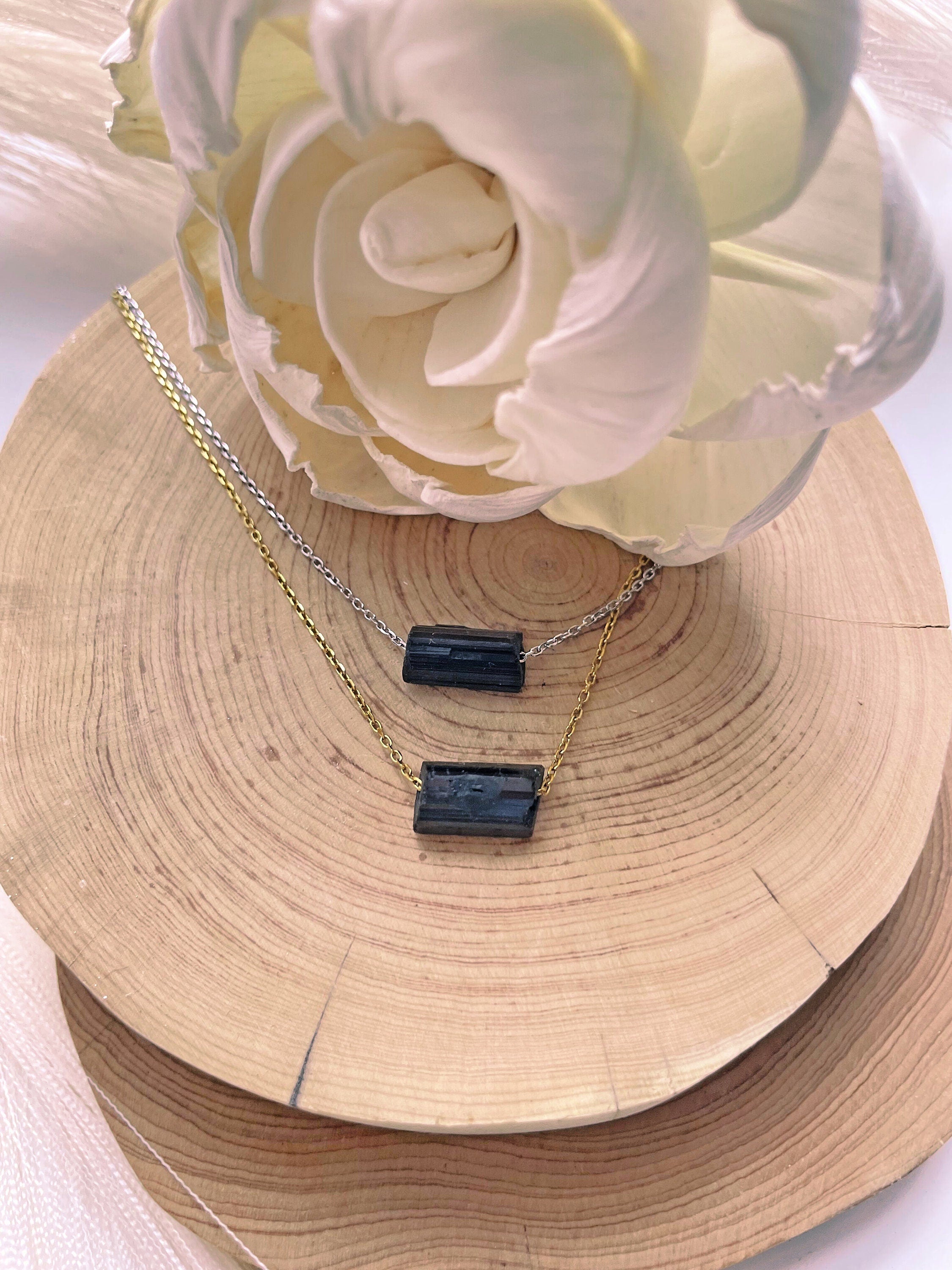 Black Tourmaline - Raw Crystal Necklace