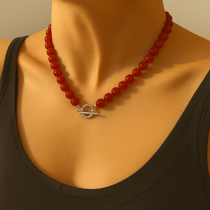 Carnelian Bead Toggle Clasp Necklace
