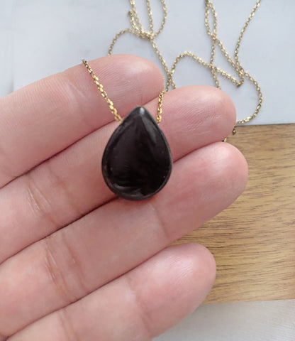 Obsidian Tear Drop Pendant Necklace