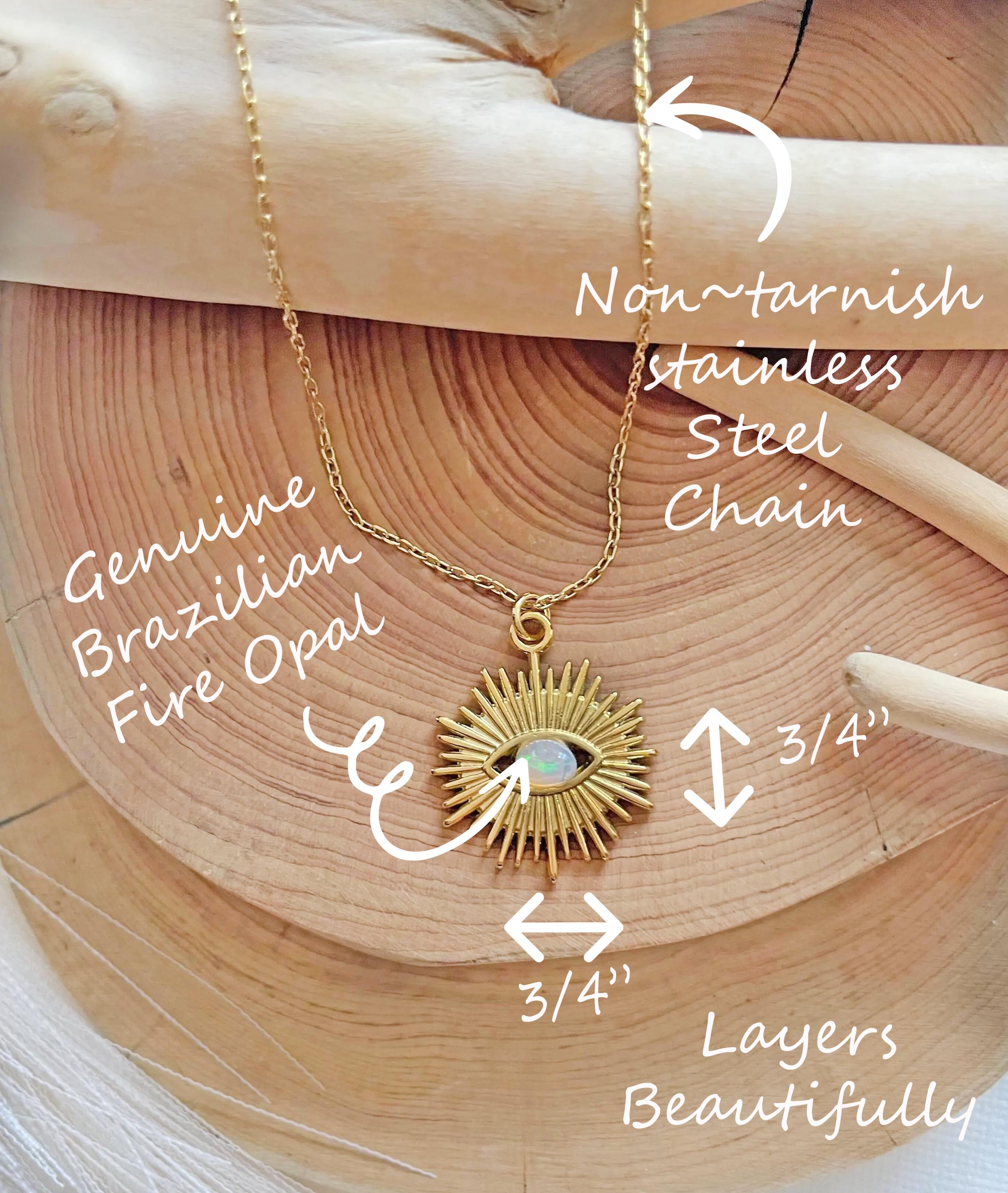 Opal Eye Pendant Necklace | Protection Fire Opal Eye