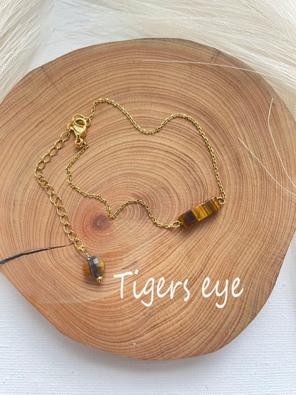 Gemstone Crystal Bracelet~ Amethyst, Tigers eye, Obsidian and more