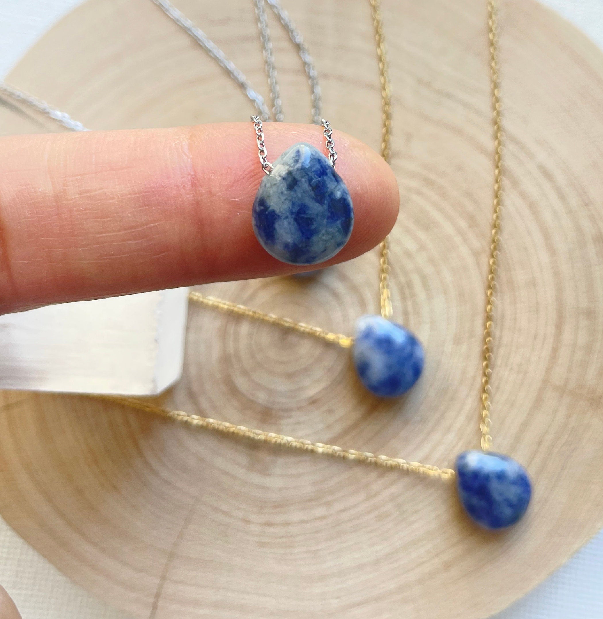 Sodalite Tear Drop Necklace~ Minimalist