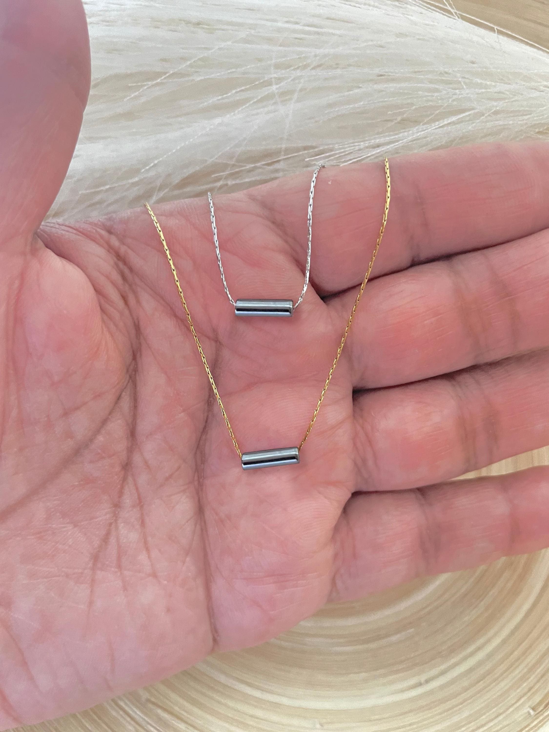 Minimalist Hematite Pendant Necklace: