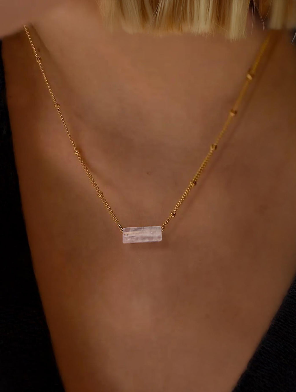 Clear Quartz Bar Necklace