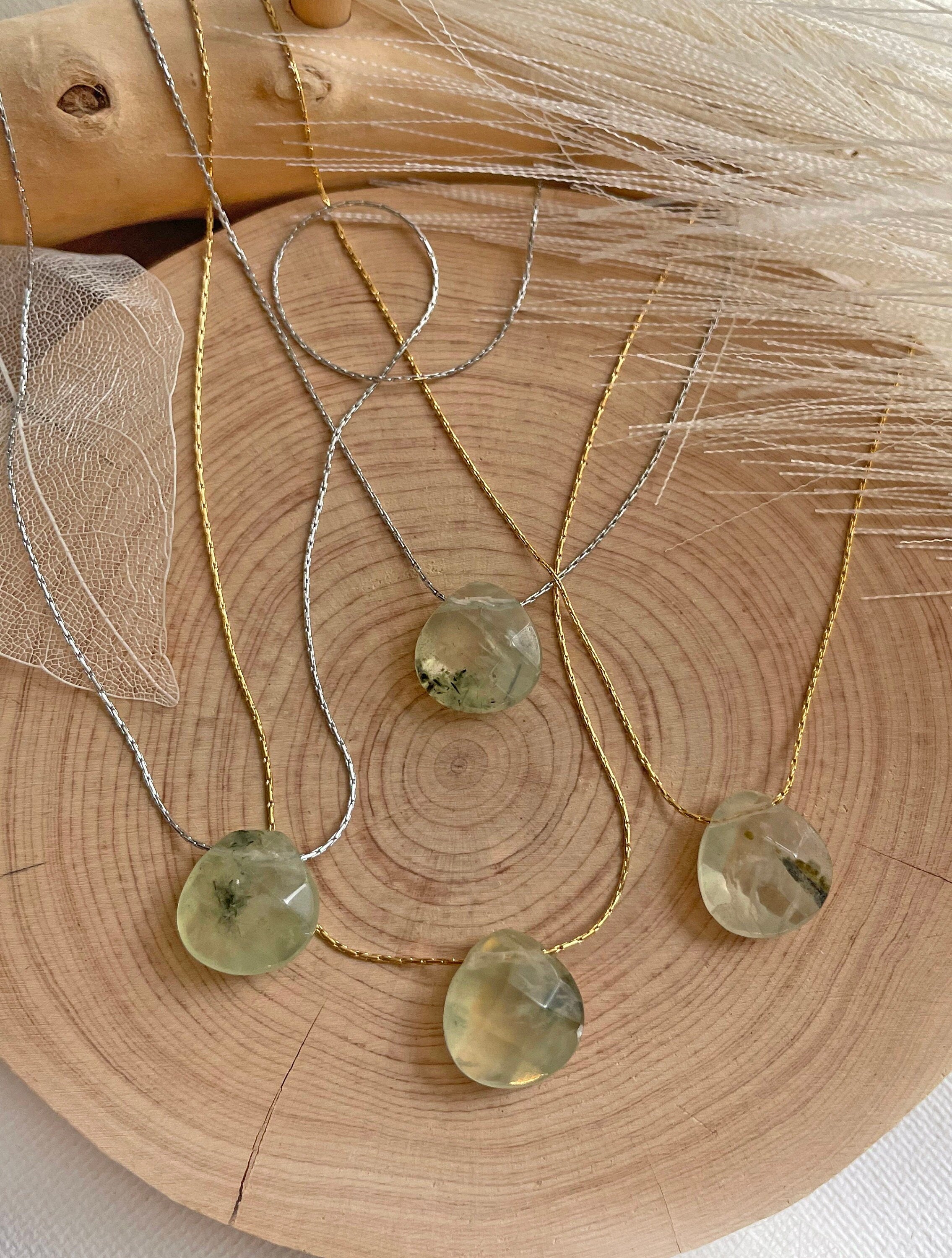 Prehnite Crystal Teardrop Necklace