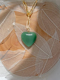 Jade Heart Paperclip Chain Necklace