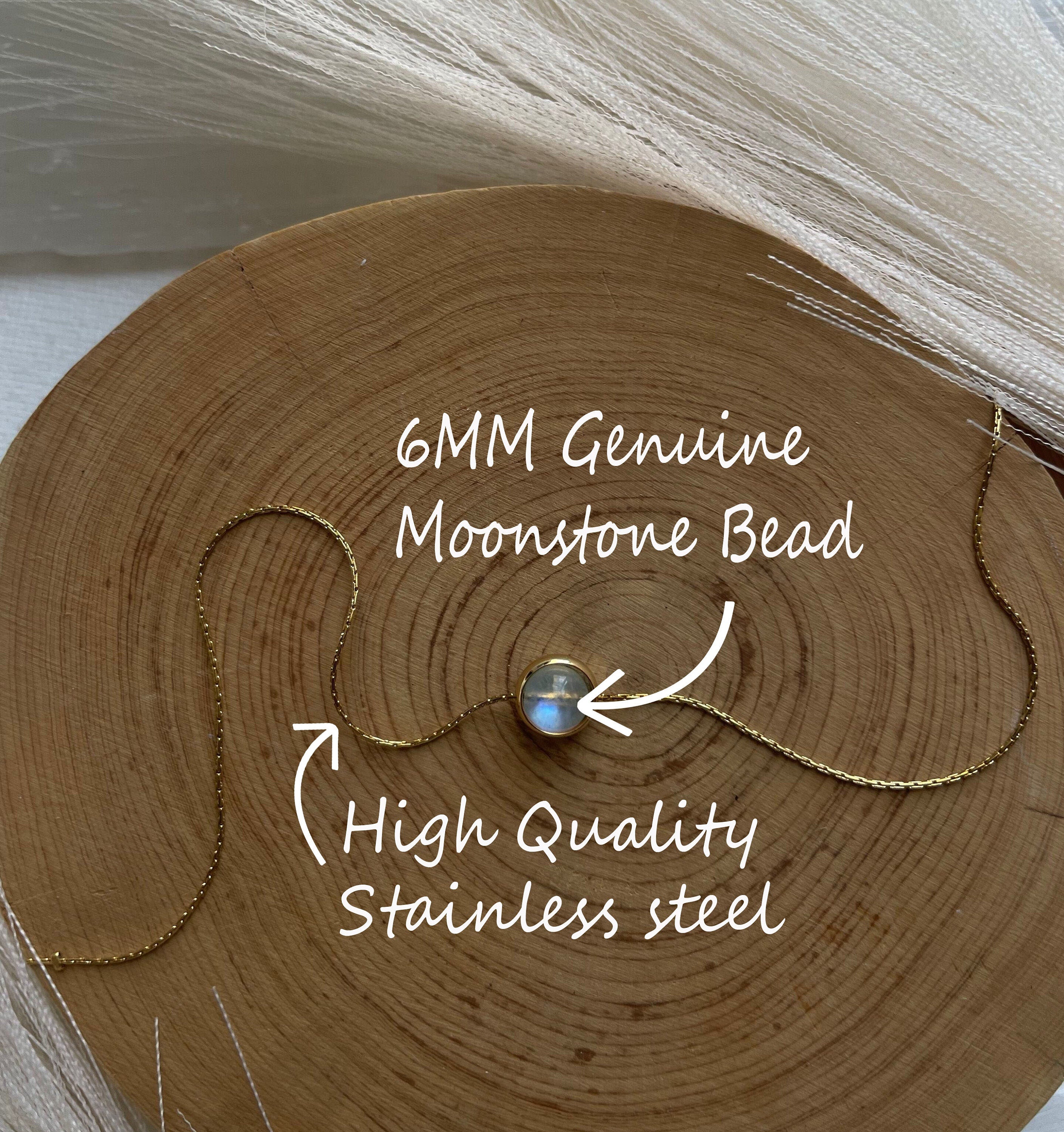 Moonstone Bead Necklace