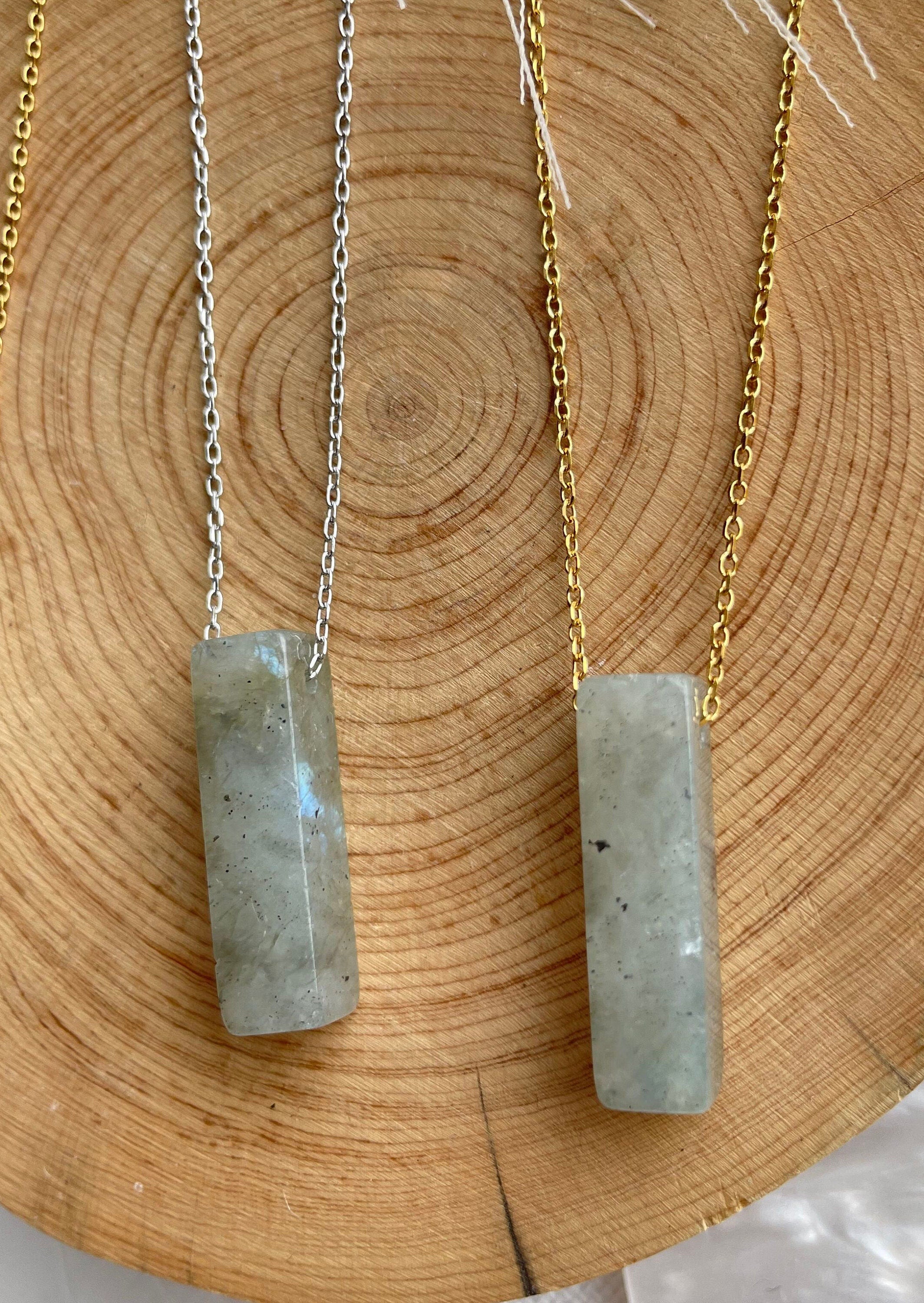 Labradorite Pendant Bar Necklace