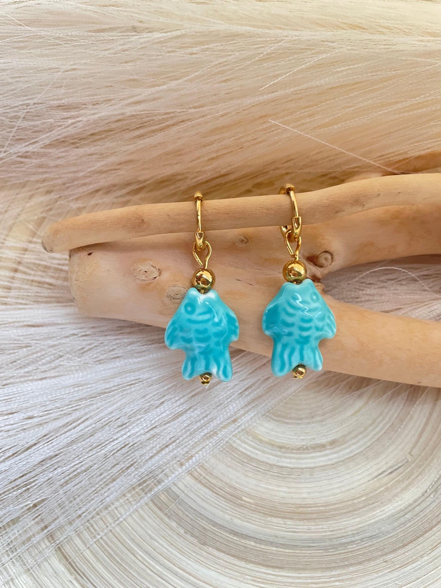 Hand Painted Ceramic Hoop Earrings ~ Chinoiseries Inspired earrings