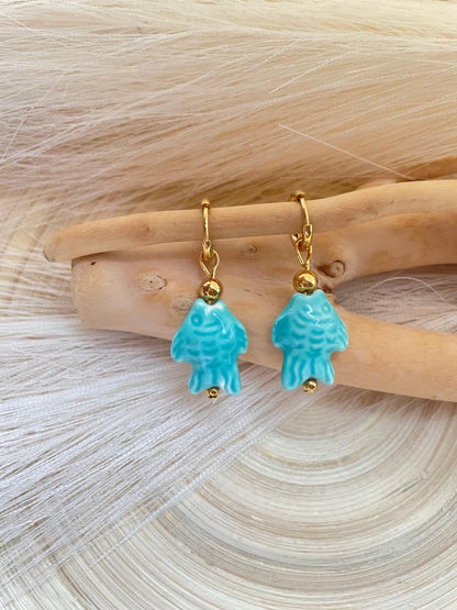 Hand Painted Ceramic Hoop Earrings ~ Chinoiseries Inspired earrings