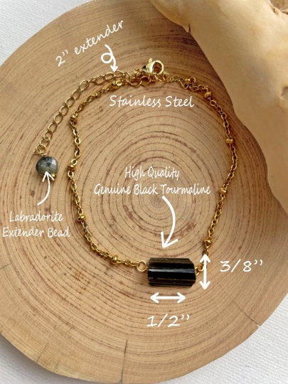 Black Tourmaline Bracelet Raw Crystal , Genuine Black Tourmaline adjustable Bracelet, Black Tourmaline Protection Stone