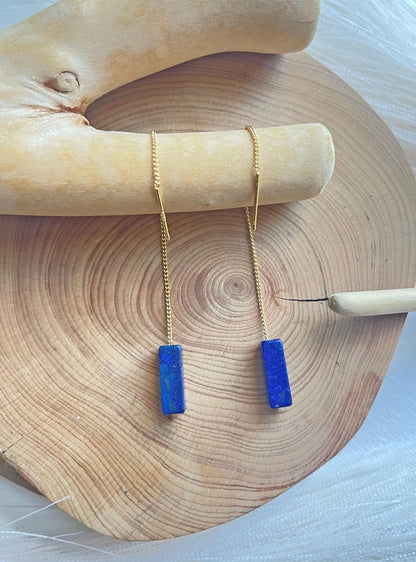 Lapis Lazuli Threader Earrings