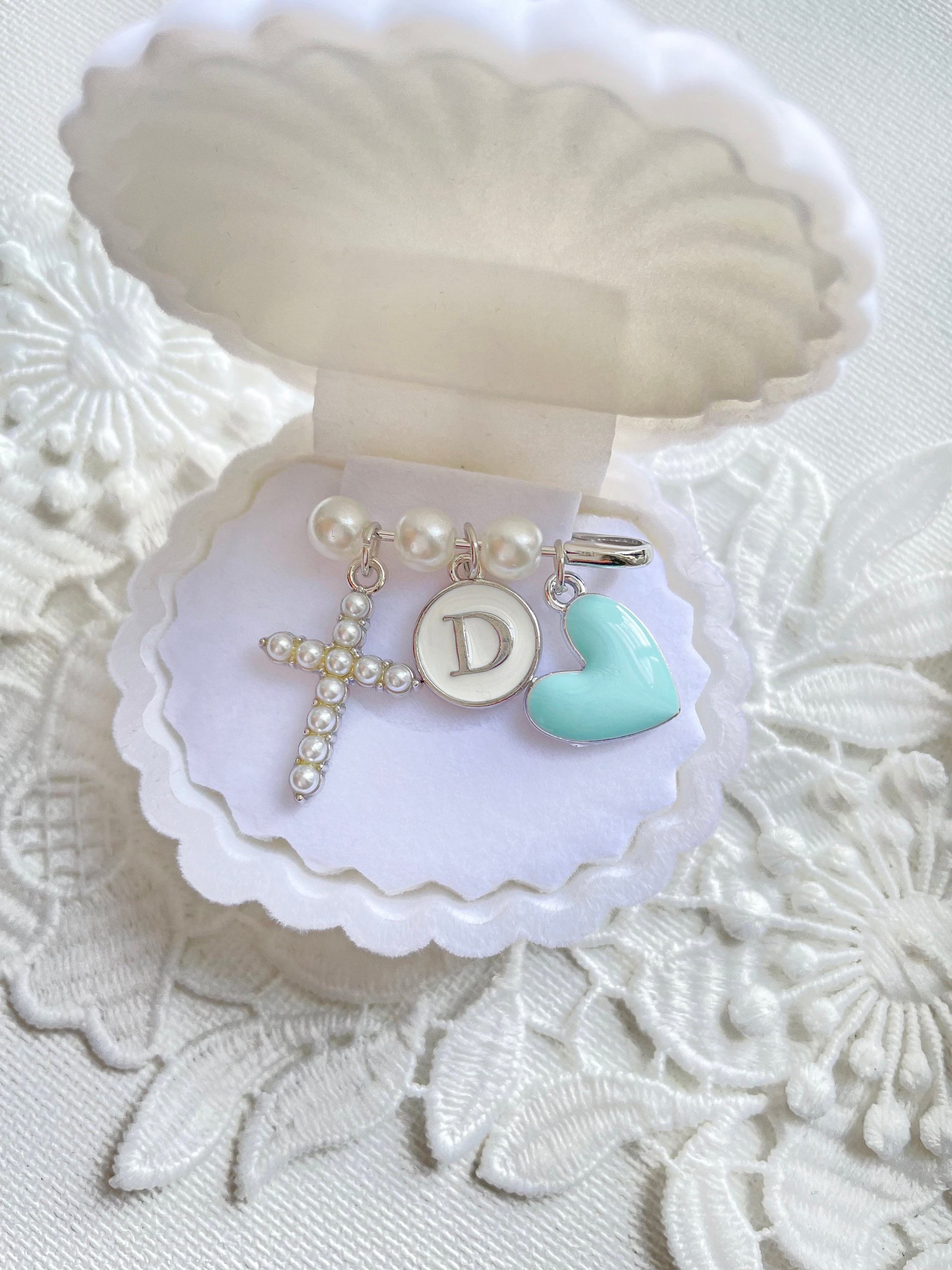 Personalized Silver Baby Pearl Pin ~Shell Giftbox ~