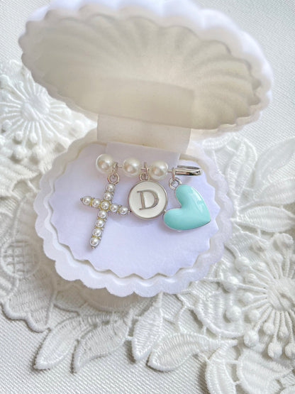 Personalized Silver Baby Pin -Shell Giftbox Included