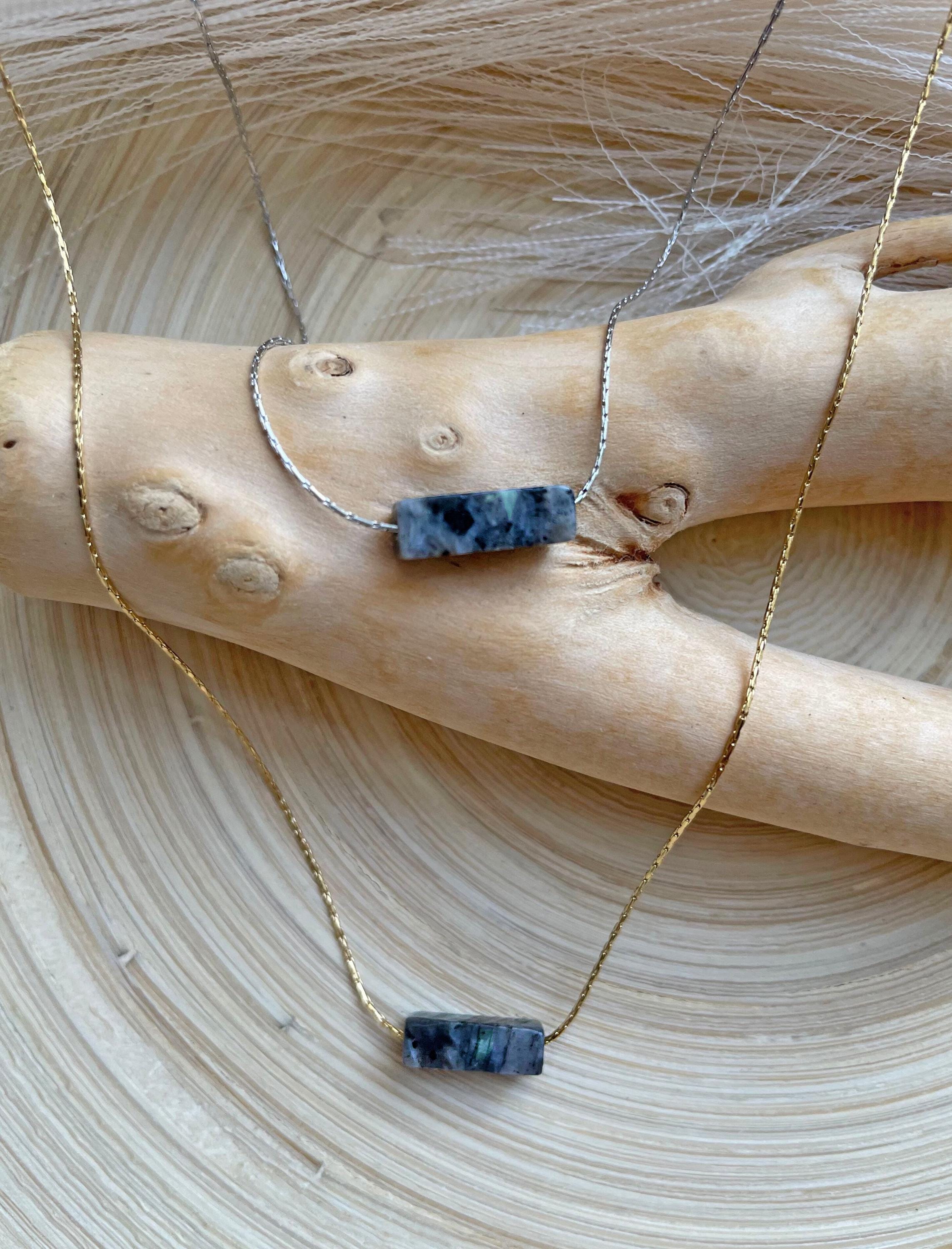 Genuine Larvikite Necklace, Larvikite Stone  Pendant