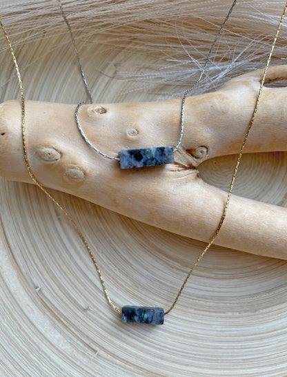 Genuine Larvikite Necklace, Larvikite Stone  Pendant