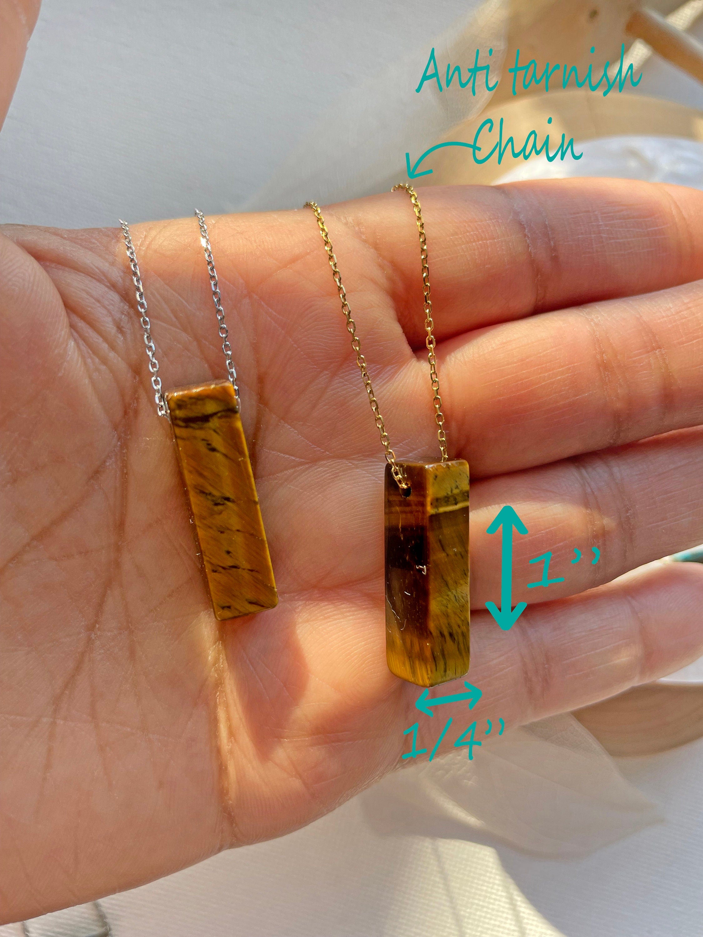 Tigers Eye Bar Minimalist Necklace