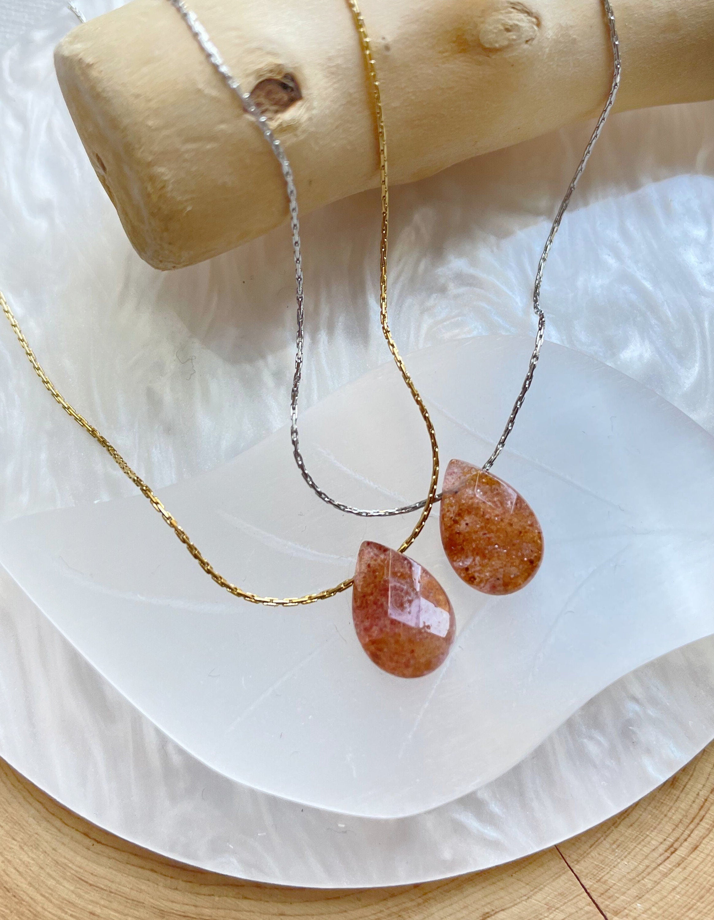 Sunstone Teardrop Necklace