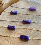 Amethyst 14k Gold Floating Tiny Pendant Necklace