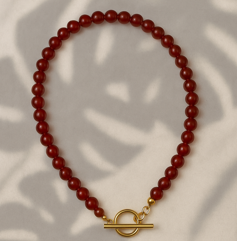 Carnelian Bead Toggle Clasp Necklace