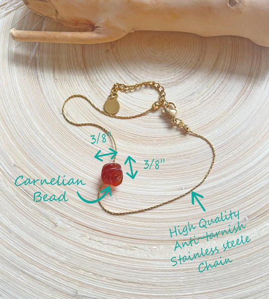 Carnelian Flower Bead Bracelet