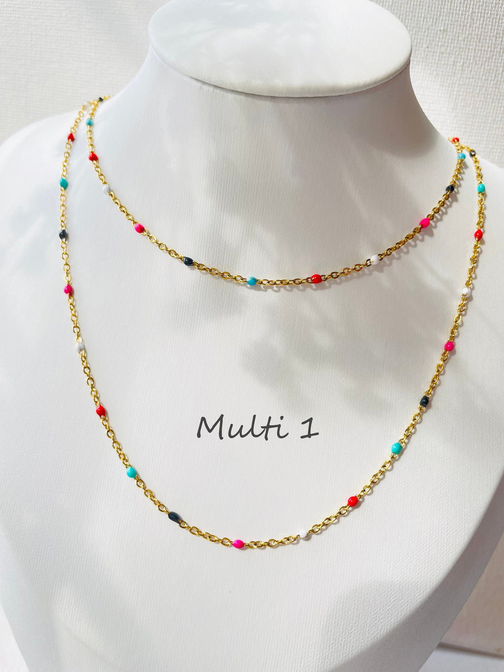 Dainty Enamel tiny Bead Necklace