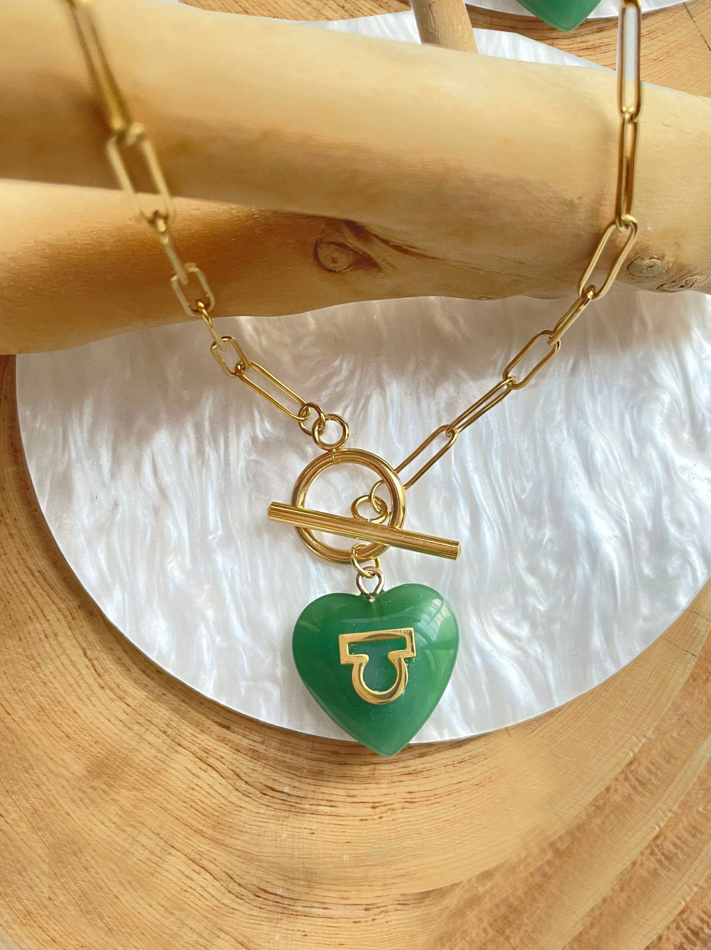 Personalized Zodiac Initial Heart  ~ Jade  Necklace