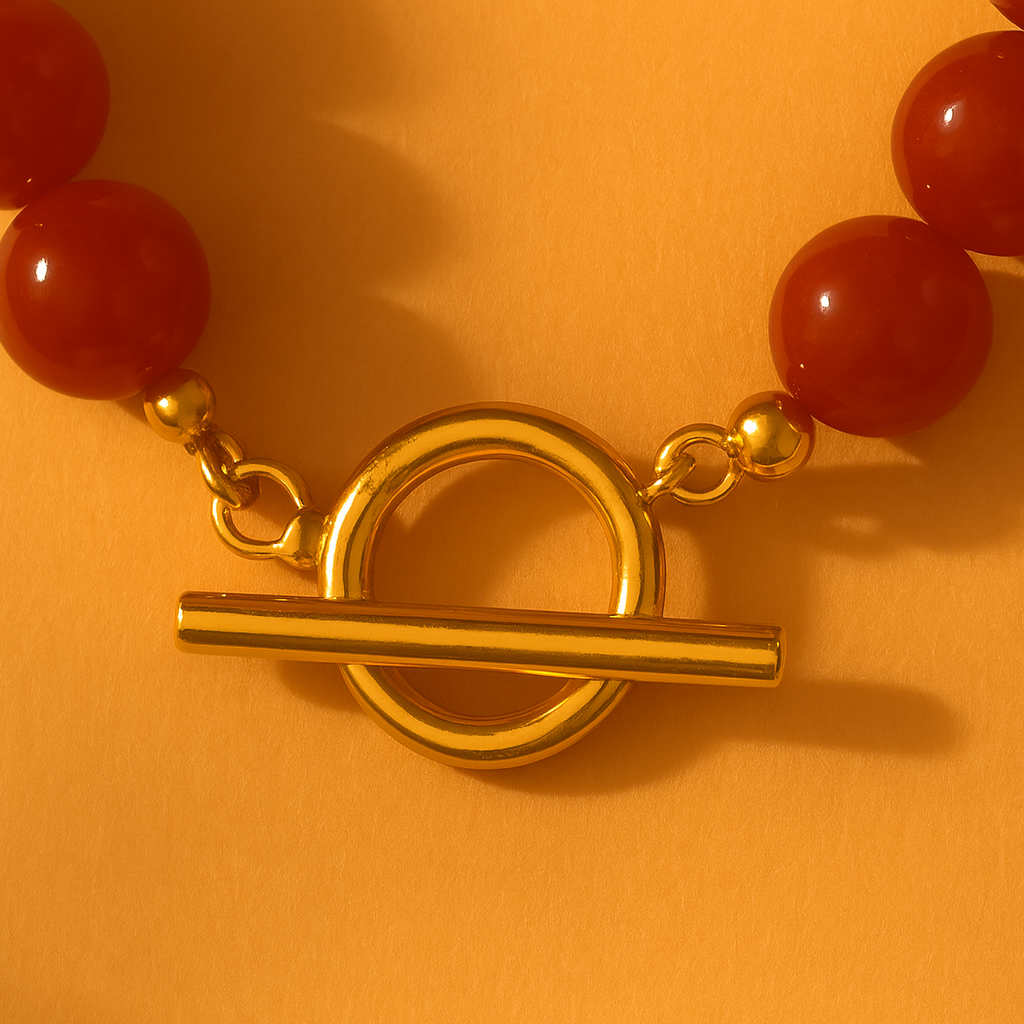 Carnelian Bead Toggle Clasp Necklace