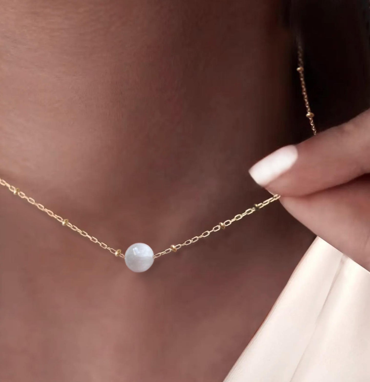 Selenite Minimalist Crystal Necklace 14K Gold Plated,