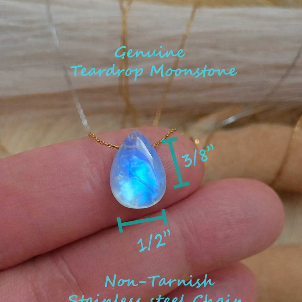 Moonstone Teardrop Minimalist Necklace
