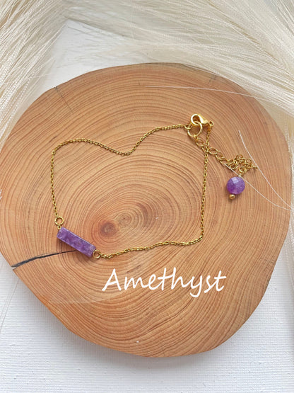 Gemstone Crystal Bracelet~ Amethyst, Tigers eye, Obsidian and more