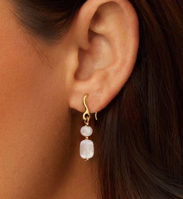 Selenite Minimalist Crystal Earrings 14K Gold Plated,