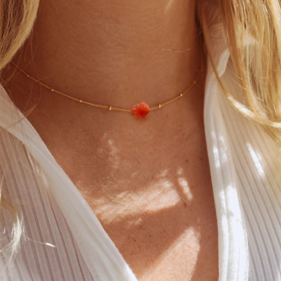 Carnelian Raw Stone Necklace