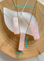 Rose Quartz Pendant Bar Necklace