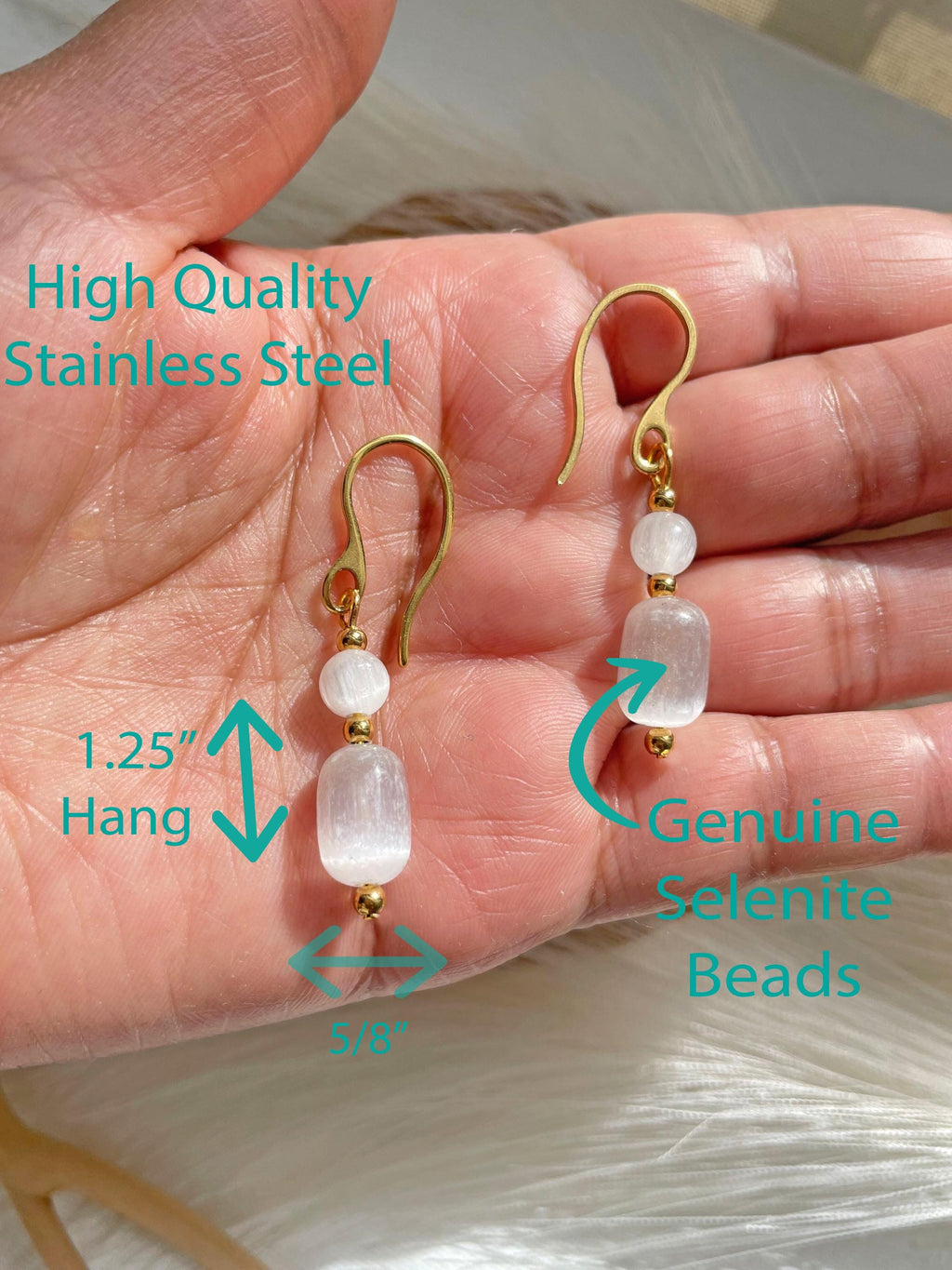 Selenite Gold Plated Dangle Earrings