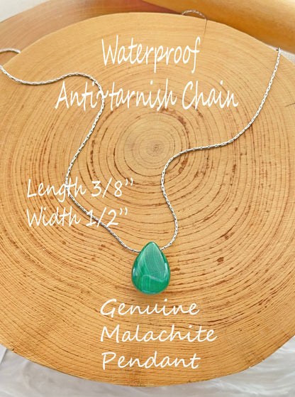 Minimalist Malachite Teardrop Necklace