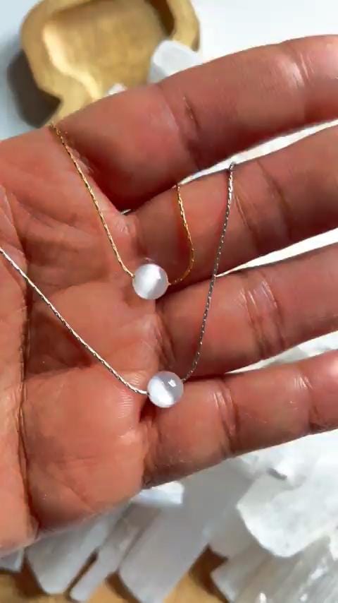 Selenite Crystal Bead Necklace