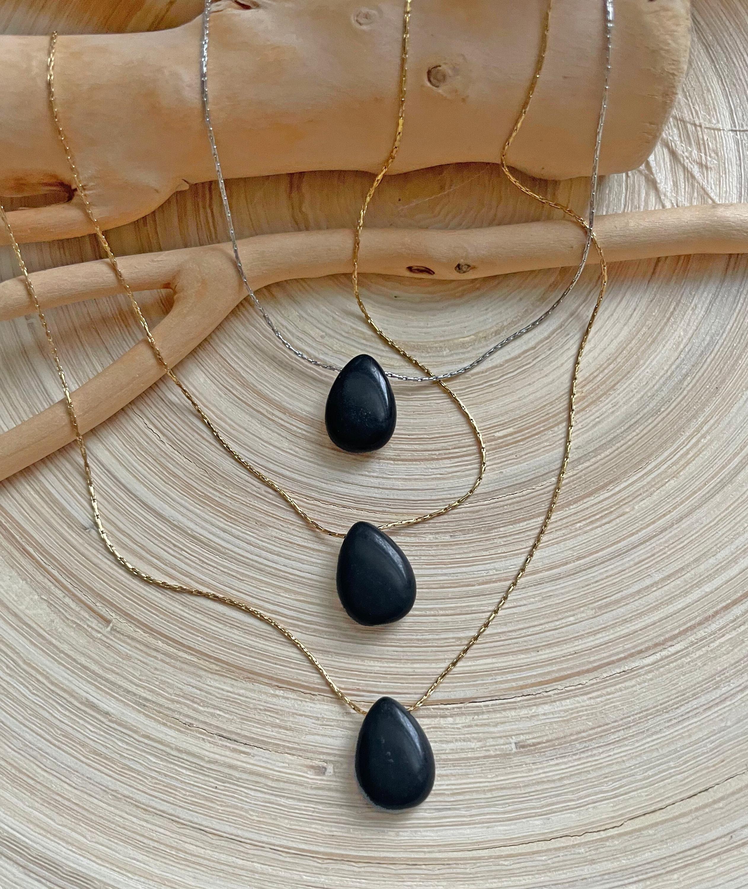 Onyx Teardrop Pendant Necklace