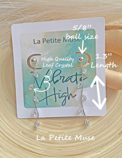 Leaf Vine Diamond CZ Dangle Earrings