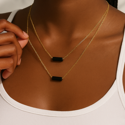 Obsidian Bar Pendant Necklace