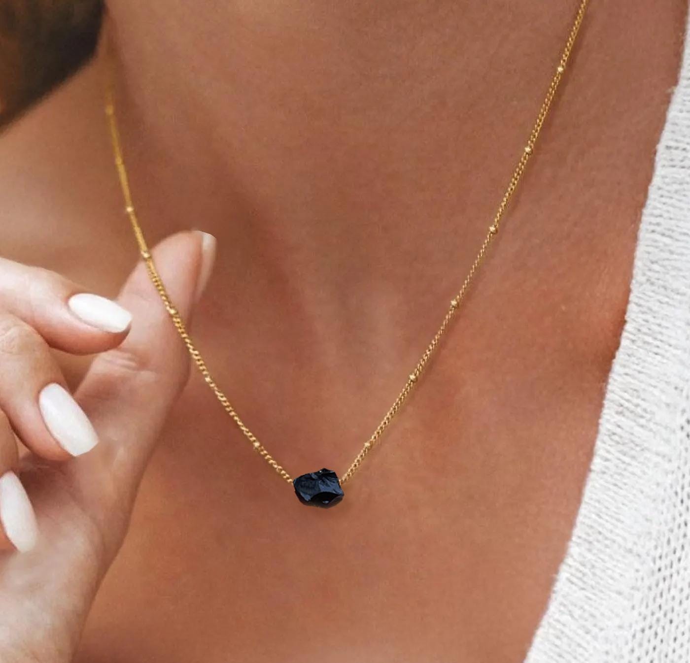 Raw Obsidian Stone Necklace