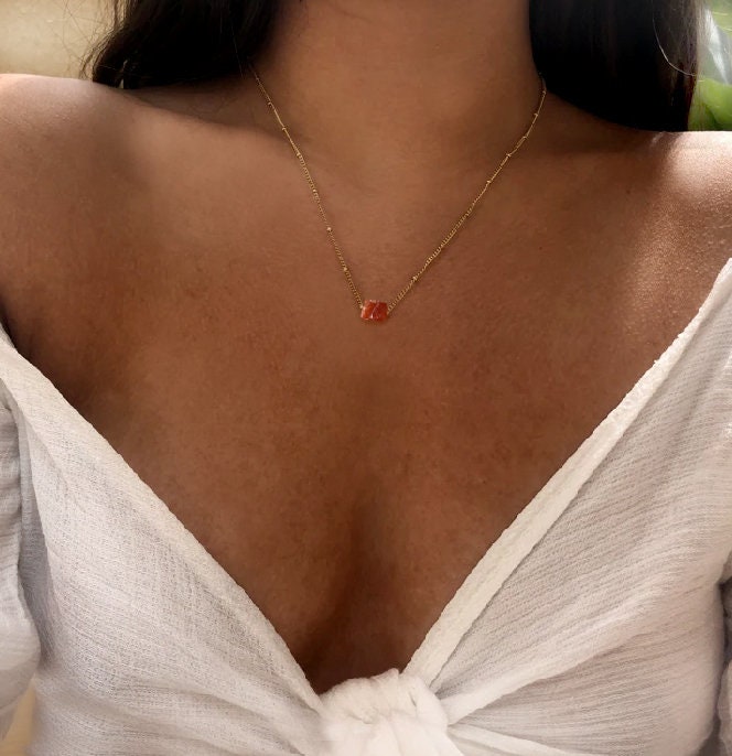 Carnelian Raw Stone Necklace